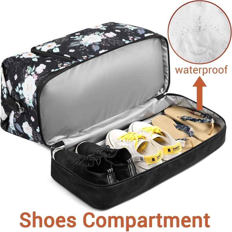 TIBES Travel Weekender Bag for Women, Overnight Bag with Shoe Compartment Oversized Travel Duffel Bag Carry On Tote 21" - Image 3